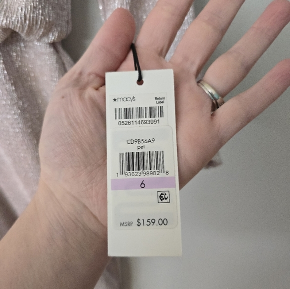 CALVIN KLEIN NEW Women's Metallic Textured Split Shoulder Blouson Sheath Dress 6 - Picture 4 of 11